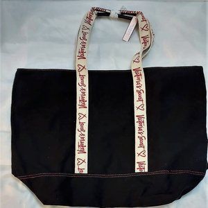 Victoria's Secret Black Canvas Signature Tote